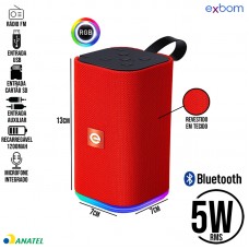Caixa de Som Bluetooth RGB CS-M31BTL Exbom - Vermelha